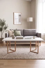 Blom Orta Sehpa Kayın Ahşap Ayaklı 120x60cm Beyaz-Kayın BL3-WK