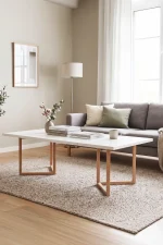 Blom Orta Sehpa Kayın Ahşap Ayaklı 120x60cm Beyaz-Kayın BL3-WK