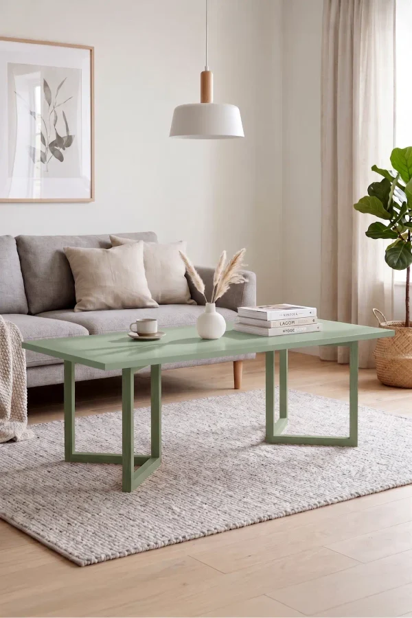 Blom Orta Sehpa Kayın Ahşap Ayaklı 120x60cm Ihlamur Yeşili BL3-Y