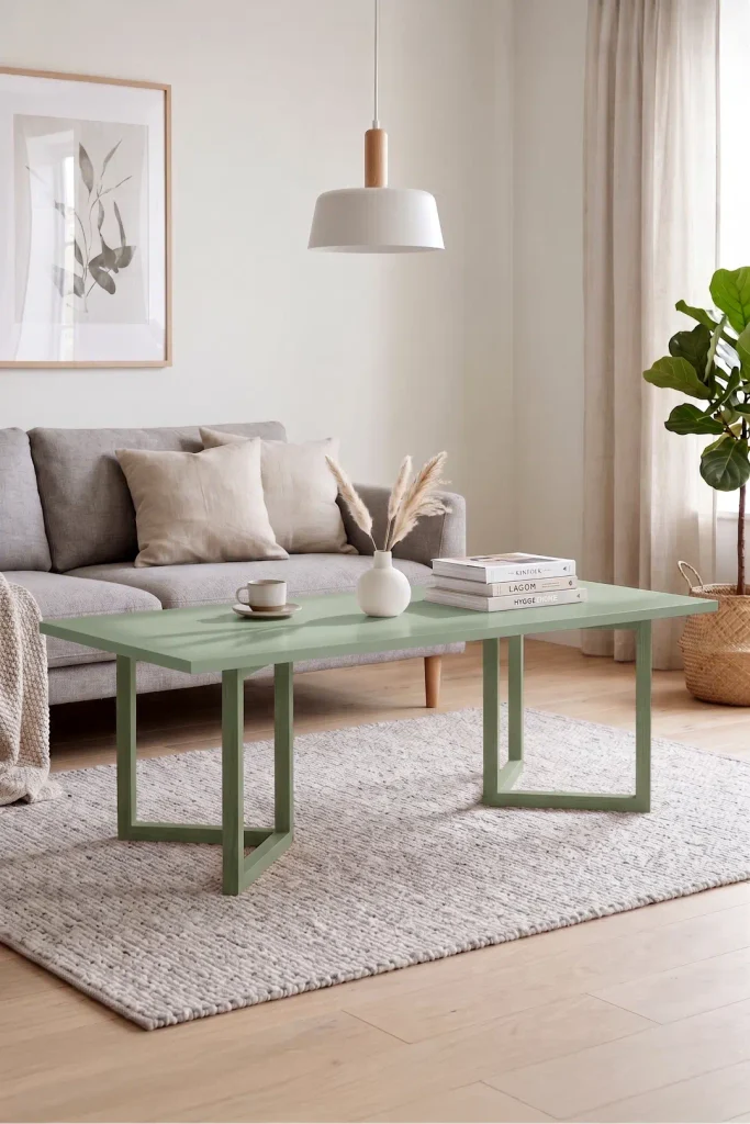 Blom Orta Sehpa Kayın Ahşap Ayaklı 120x60cm Ihlamur Yeşili BL3-Y