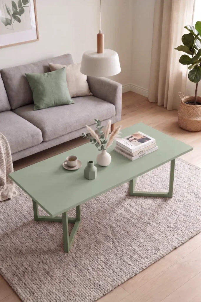 Blom Orta Sehpa Kayın Ahşap Ayaklı 120x60cm Ihlamur Yeşili BL3-Y