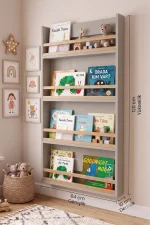 Blom 4 Raflı Montessori Çocuk Odası Kitaplığı Rafı 120x64x10cm Kayın Ahşap Çıta Kumsal-Kayın BL4-CK