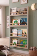 Blom 4 Raflı Montessori Çocuk Odası Kitaplığı Rafı 120x64x10cm Kayın Ahşap Çıta Kumsal-Kayın BL4-CK
