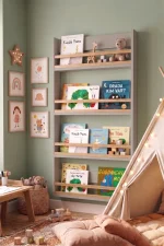 Blom 4 Raflı Montessori Çocuk Odası Kitaplığı Rafı 120x64x10cm Kayın Ahşap Çıta Kumsal-Kayın BL4-CK