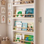 Blom 4 Raflı Montessori Çocuk Odası Kitaplığı Rafı 120x64x10cm Kayın Ahşap Çıta Beyaz-Kayın BL4-WK