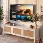 Dune Tv Ünitesi Sehpası Ahşap Ayaklı 3 Ahşap Jüt Kapaklı 180cm Beyaz-Jüt DN2-WJ