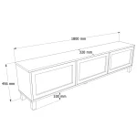 Dune Tv Ünitesi Sehpası Ahşap Ayaklı 3 Ahşap Jüt Kapaklı 180cm Beyaz-Jüt DN2-WJ