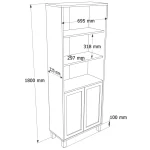 Dune Kitaplık Raf Ahşap Ayaklı 180cm Ahşap Jüt Kapaklı Beyaz-Jüt DN5-WJ