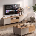 Mood Tv Ünitesi Orta Sehpa 2'Li Set Ahşap Ayaklı Kumsal-Sepet MD7-CS