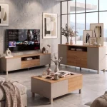 Mood Tv Ünitesi Orta Sehpa Konsol 3'Lü Set Ahşap Ayaklı Kumsal-Sepet MD8-CS