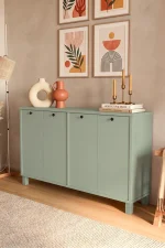 Nord Konsol 4 Kapaklı Ahşap Ayaklı 120cm Ihlamur Yeşili ND2-Y