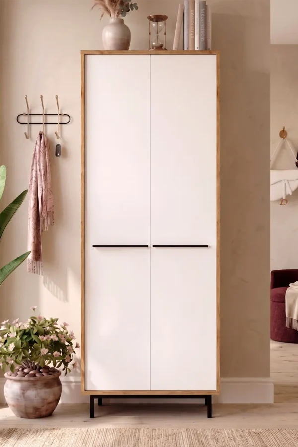 Oasis Metal Ayaklı 9 Raflı Büyük Ayakkabılık Çok Amaçlı Dolap 27 Çift Ayakkabı Sepet-Beyaz OS2-SW