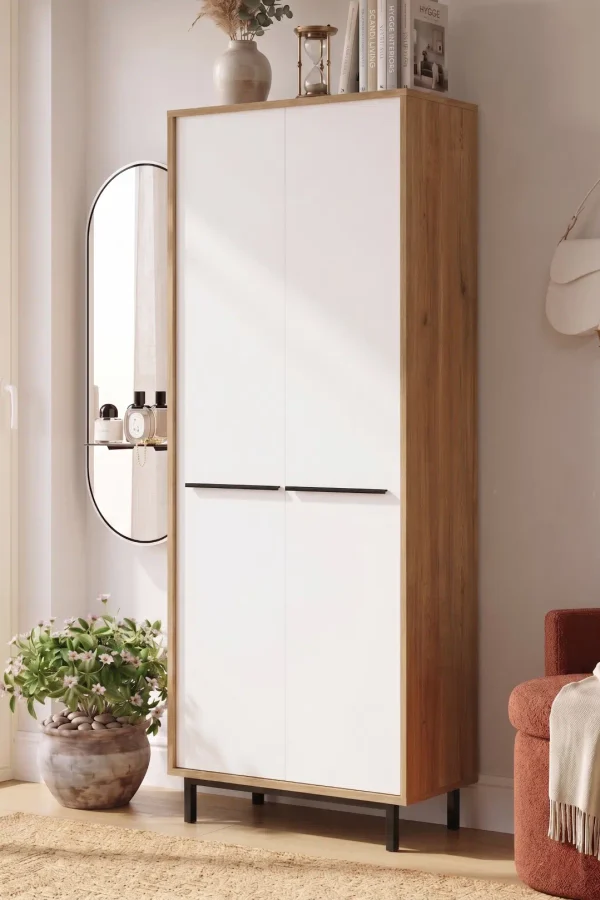 Oasis Metal Ayaklı 9 Raflı Büyük Ayakkabılık Çok Amaçlı Dolap 27 Çift Ayakkabı Sepet-Beyaz OS2-SW
