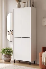 Oasis Metal Ayaklı 9 Raflı 2 Kapaklı Büyük Ayakkabılık Çok Amaçlı Dolap 27 Çift Ayakkabı Beyaz OS2-W