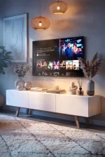 Pulse Tv Ünitesi 3 Kapaklı 180cm Ahşap Ayaklı Beyaz Pu1-w