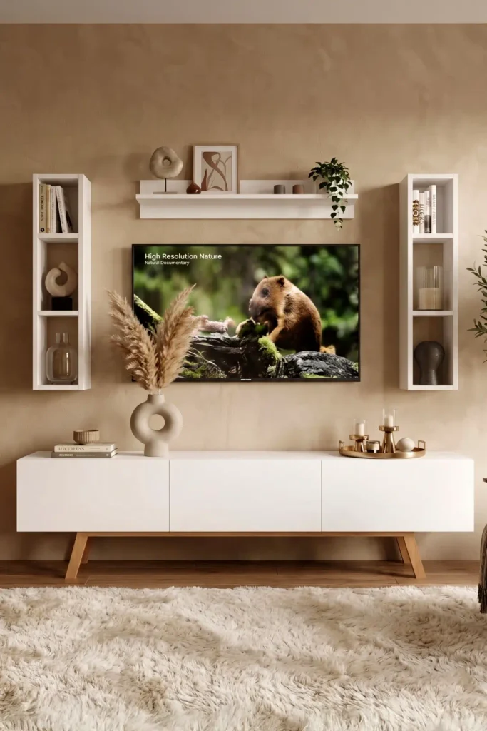 Pulse Tv Ünitesi Raflı 3 Kapaklı 180cm Ahşap Ayaklı Beyaz Pu3-w