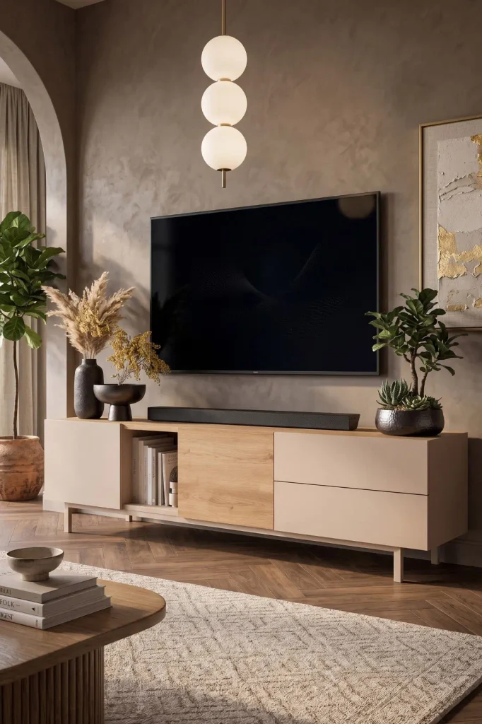 Sedra Tv Ünitesi Orta Sehpa Konsol 3'Lü Set Ahşap Ayaklı Sepet-Kumsal SD10-CS