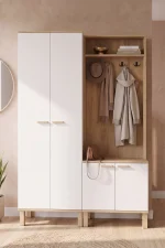 Yoda 4 Kapaklı Raflı Portmanto Vestiyer Ayakkabılık Ahşap Ayaklı 2 Modül 184cm YD10-SW