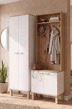 Yoda 4 Kapaklı Raflı Portmanto Vestiyer Ayakkabılık Ahşap Ayaklı 2 Modül 184cm YD10-SW