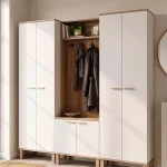 Yoda 6 Kapaklı Raflı Portmanto Vestiyer Ayakkabılık Takımı Ahşap Ayaklı 184cm YD11-SW