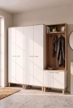 Yoda 6 Kapaklı Raflı Portmanto Vestiyer Ayakkabılık Takımı Ahşap Ayaklı 184cm YD11-SW