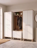 Yoda 6 Kapaklı Raflı Portmanto Vestiyer Ayakkabılık Takımı Ahşap Ayaklı 184cm YD11-SW