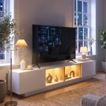 Yoda Neon Led Işıklı 200cm Tv Ünitesi Tv Sehpası Sepet-Beyaz YD25-SW