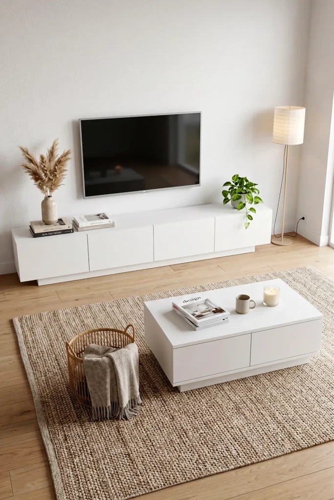 Yoda 200cm Tv Ünitesi Orta Sehpa 2'Li Set Beyaz YD26-W
