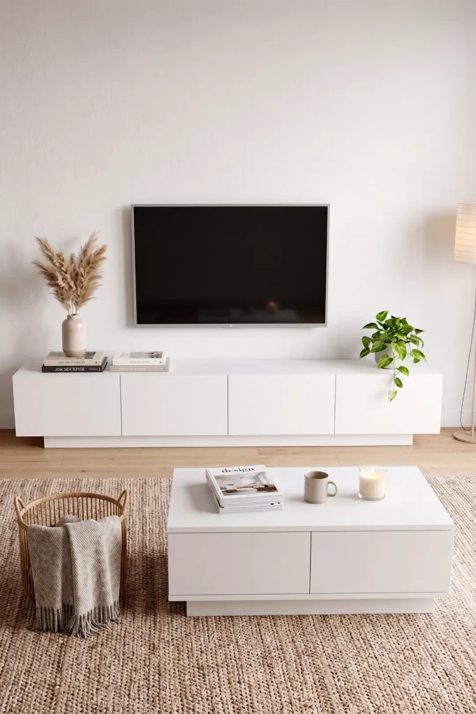Yoda 200cm Tv Ünitesi Orta Sehpa 2'Li Set Beyaz YD26-W