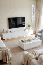 Yoda 200cm Tv Ünitesi Orta Sehpa 2'Li Set Beyaz YD26-W